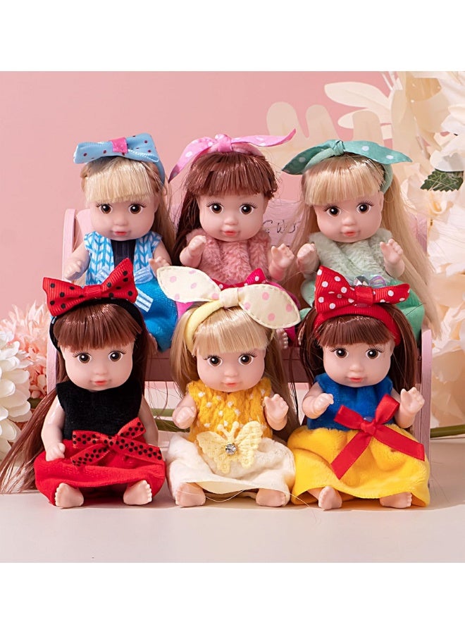 SUZZ 6pcs Mini Dolls Gift Set-Fashion Girl Doll Collection, 6 Unique Stylable Hair Dolls with Rotatable Limbs and Cute Outfits | Collectible Toy Gift for Kids - Image 2